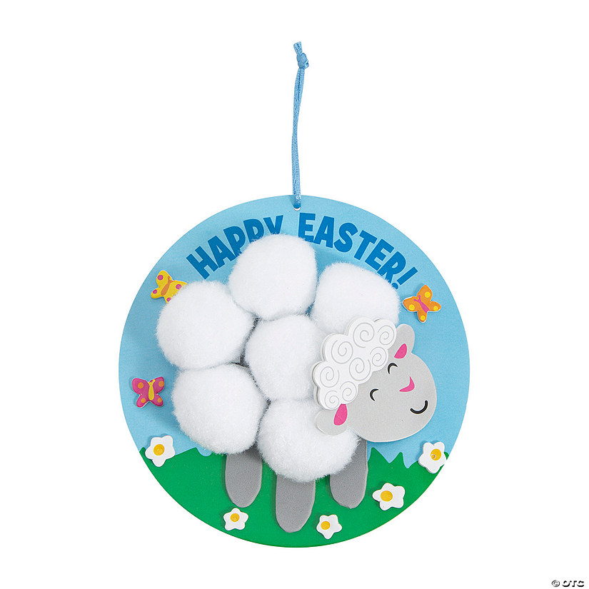 Happy Easter Lamb Handprint Ornament Craft Kit - Makes 12 Image
