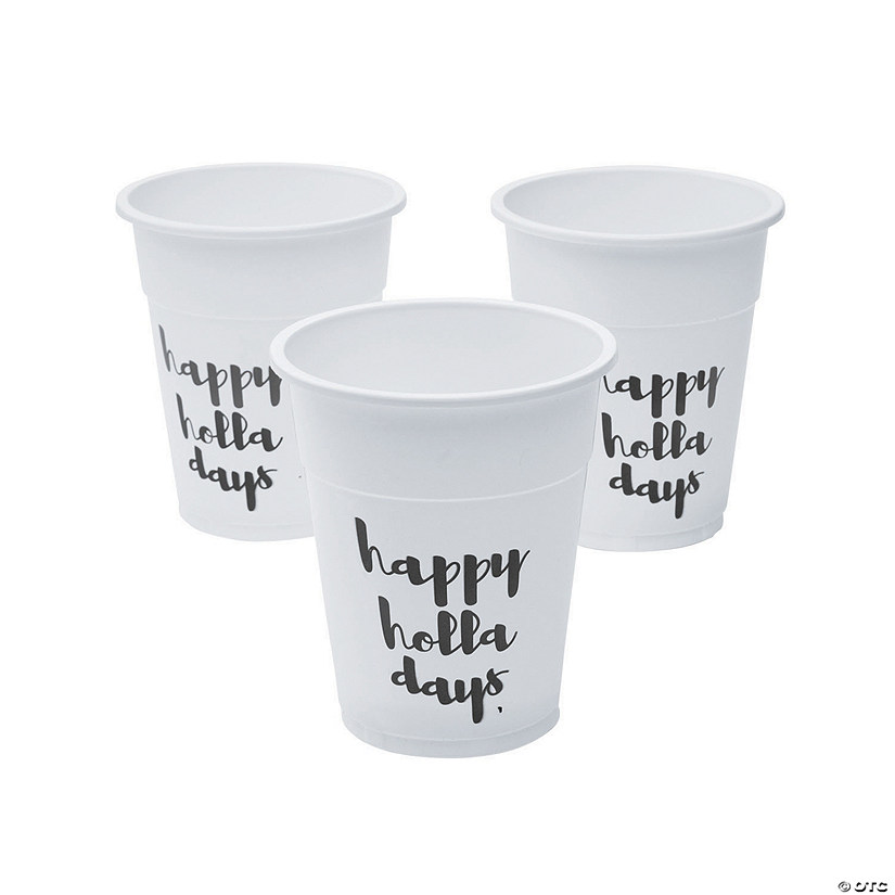 Happy Holla Days White Plastic Cups - 6 Ct. Image