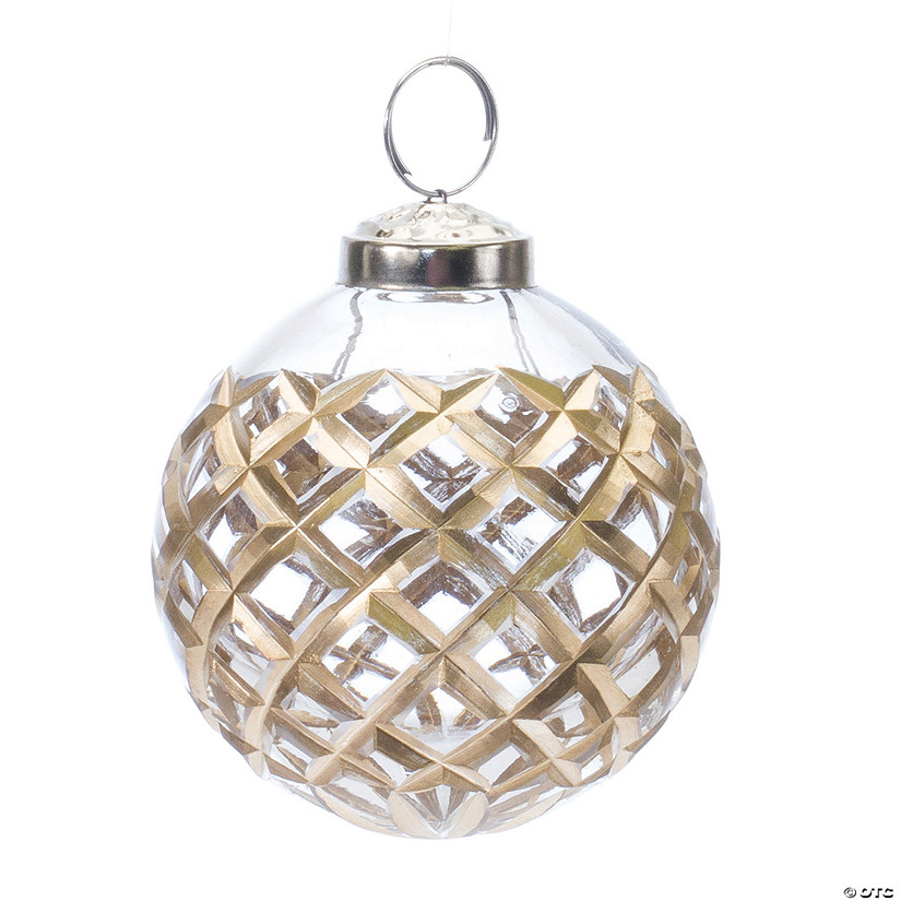 Harlequin Etched Ball Ornament (Set Of 6) 3"D Glass Image