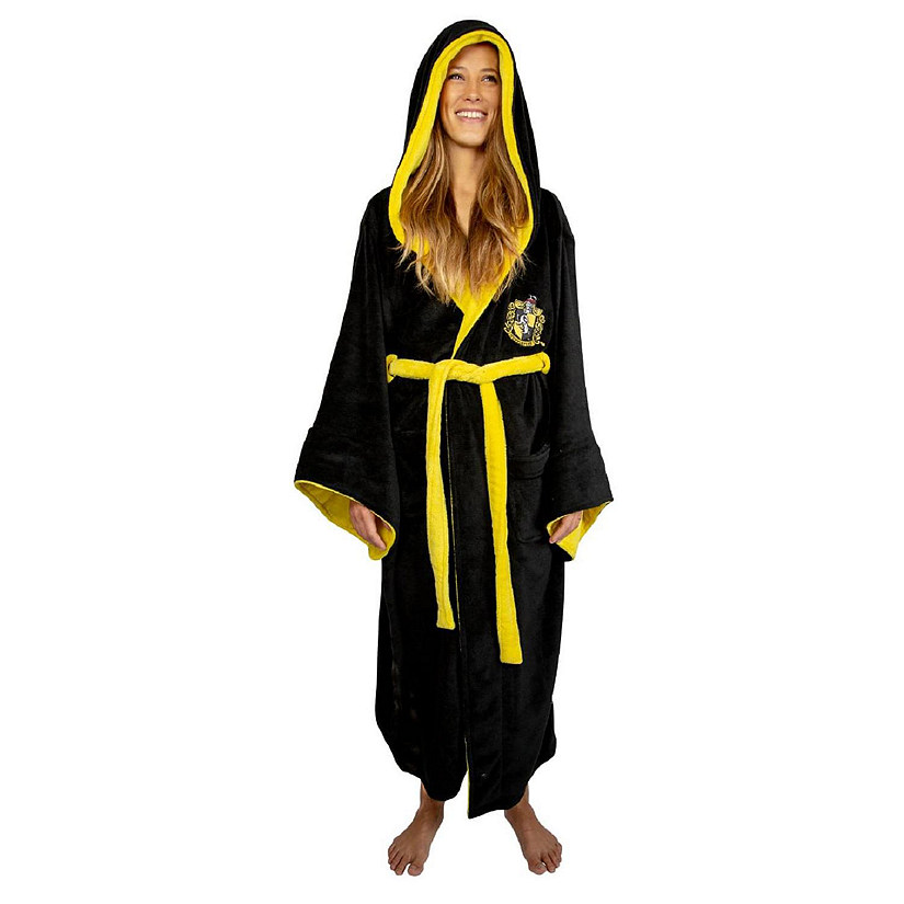 Harry Potter Hufflepuff Hooded Bathrobe for Adults  One Size Fits Most Image