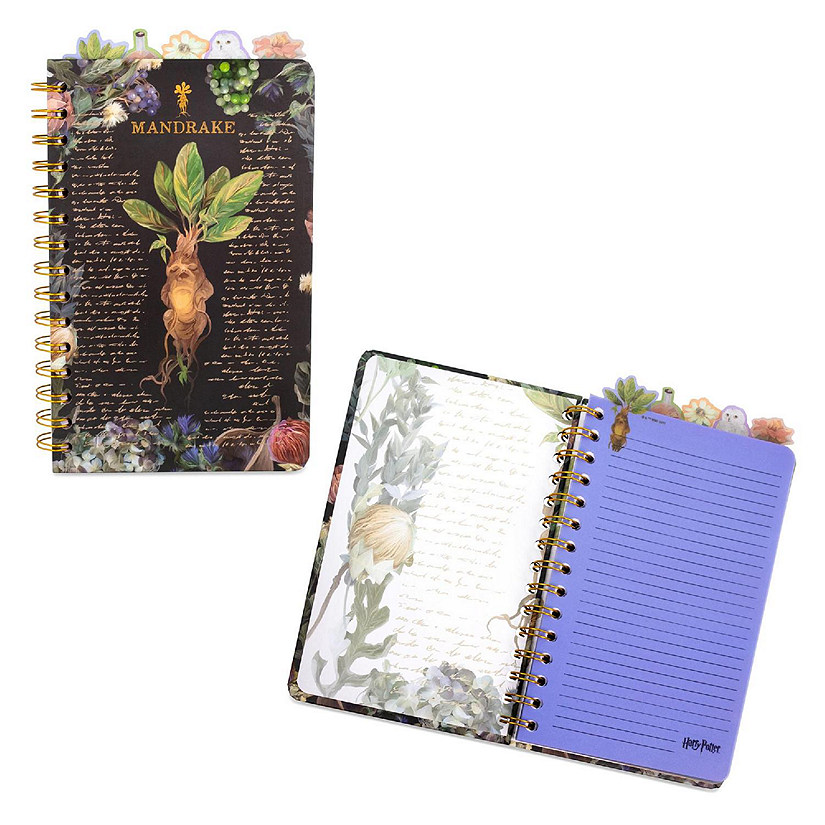 Harry Potter Mandrake Floral 5-Tab Spiral Notebook Journal Image