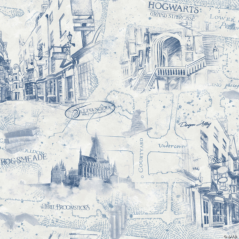 Harry Potter Map Peel & Stick Wallpaper - Blue Image