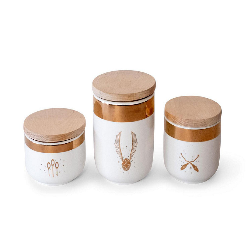 Harry Potter Quidditch Ceramic Storage Jar Containers  Set of 3 Image