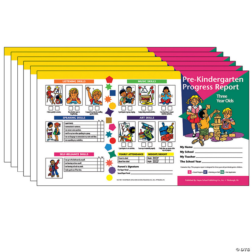 Hayes Publishing Pre-Kindergarten Progress Report (3 year olds), 10 Per Pack, 6 Packs Image