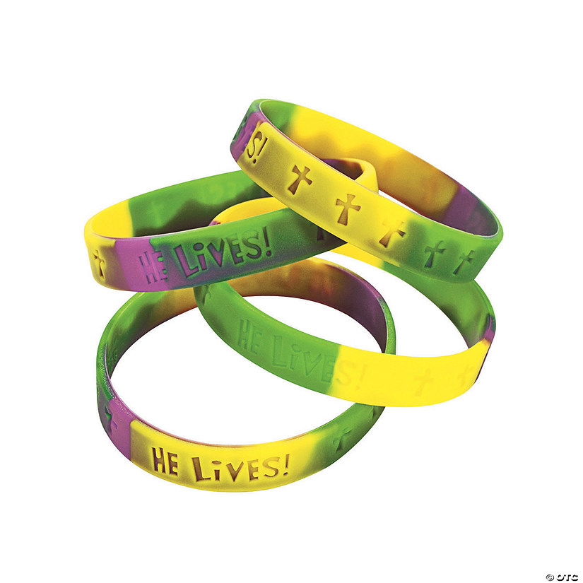 &#8220;He Lives!&#8221; Sayings Silicone Bracelets - 12 Pc. Image