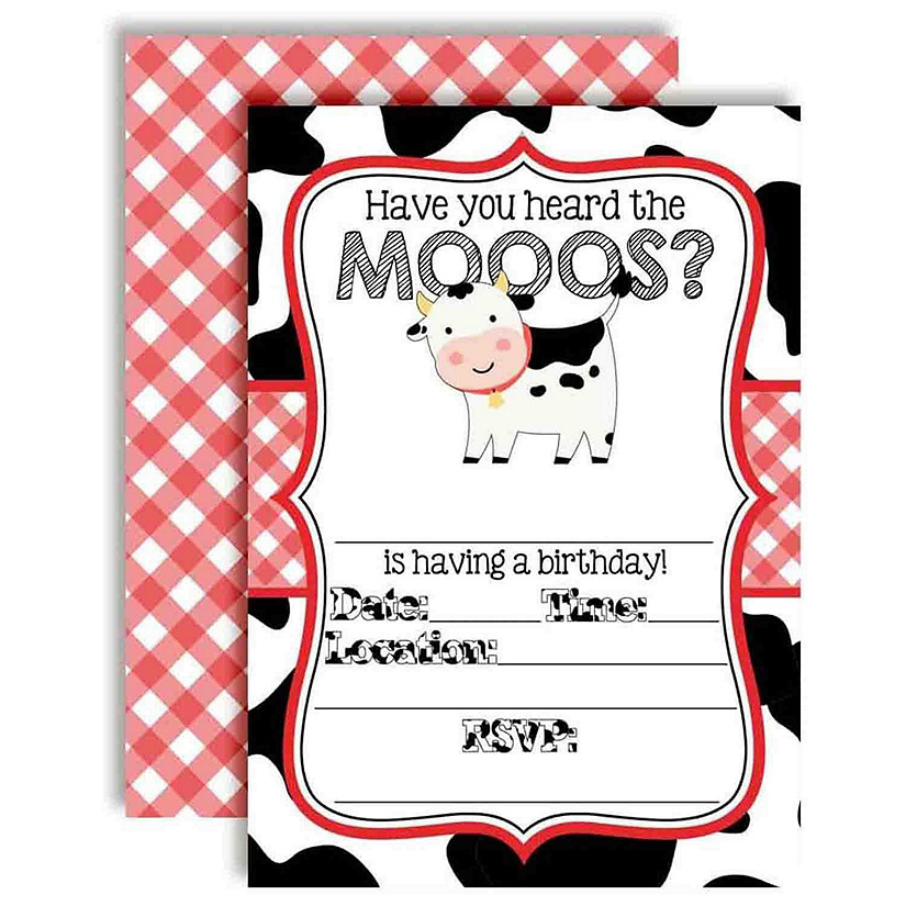 Heard the Moos Red Cow Birthday Invitations 40pc. by AmandaCreation Image
