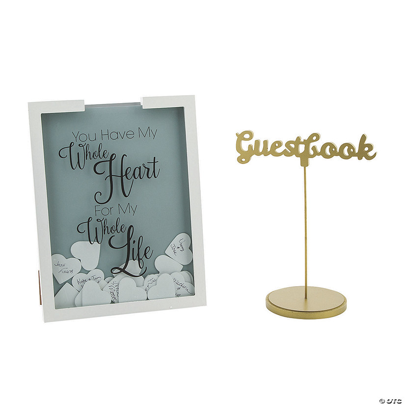 Heart Drop Wedding Guest Book with Table Sign Image
