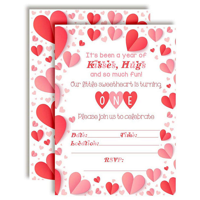 Heart First Birthday Invitations 40pc. by AmandaCreation Image