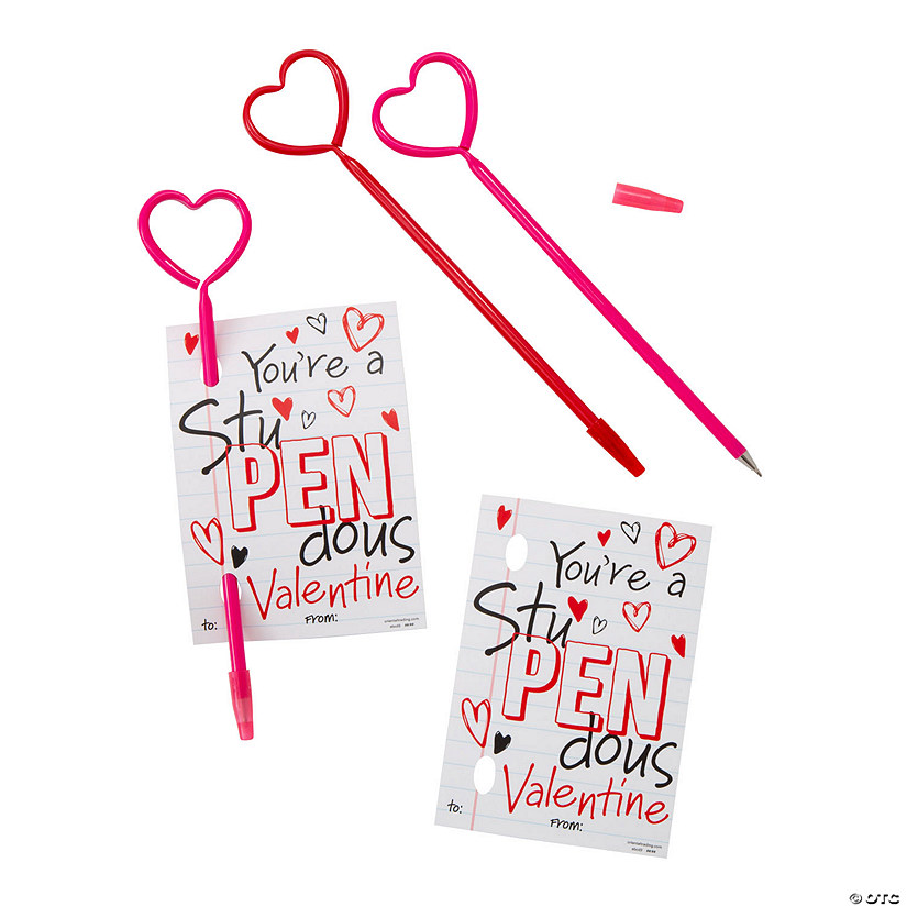 Heart Pen Valentine Exchanges with Card for 12 Image