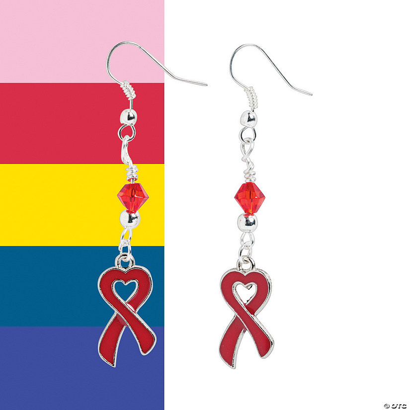 Heart-Shaped Awareness Ribbon Earrings Image