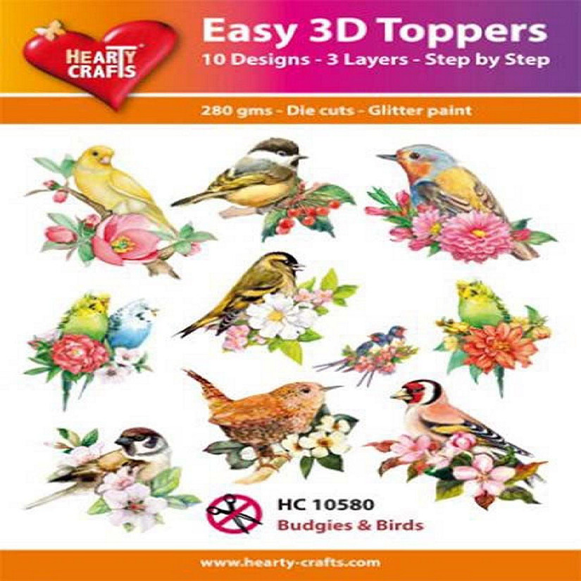 Hearty Crafts Easy 3D Toppers Budgies and Birds Image