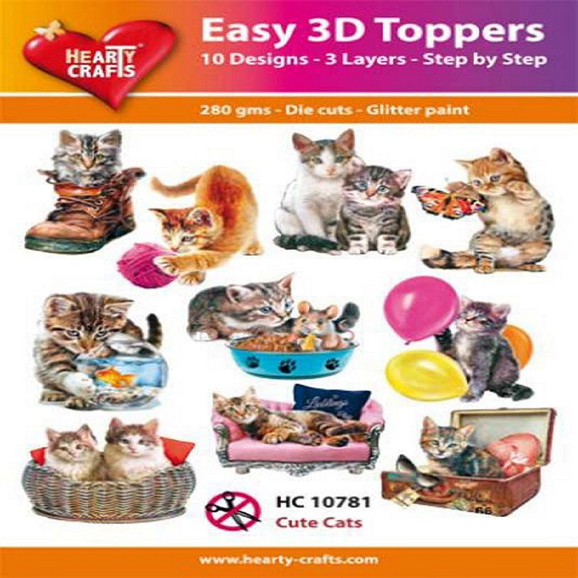 Hearty Crafts Easy 3D Toppers  Cute Cats Image