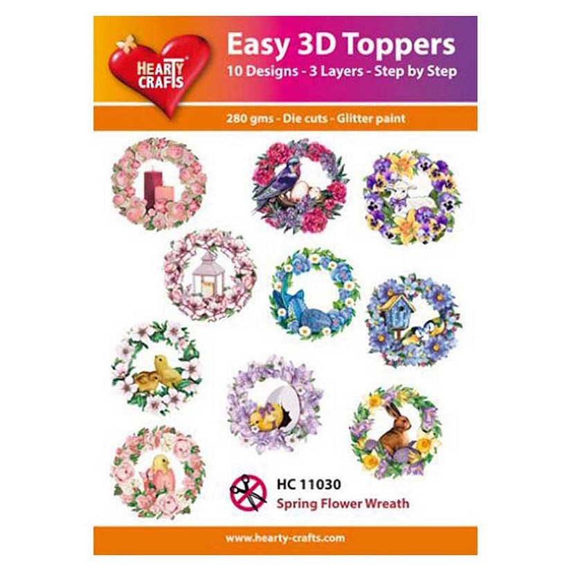 Hearty Crafts Easy 3D Toppers Spring Flower Wreath Image