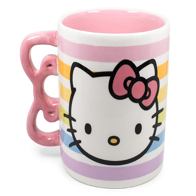 Hello Kitty Bow Handle Ceramic Mug  Holds 20 Ounces Image