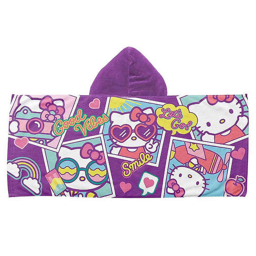 Hello Kitty Lets Go 22 x 51 Inch Kids Hooded Beach Towel Image