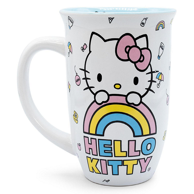 Hello Kitty Pastel Rainbow Wide Rim Ceramic Mug  Holds 14 Ounces Image