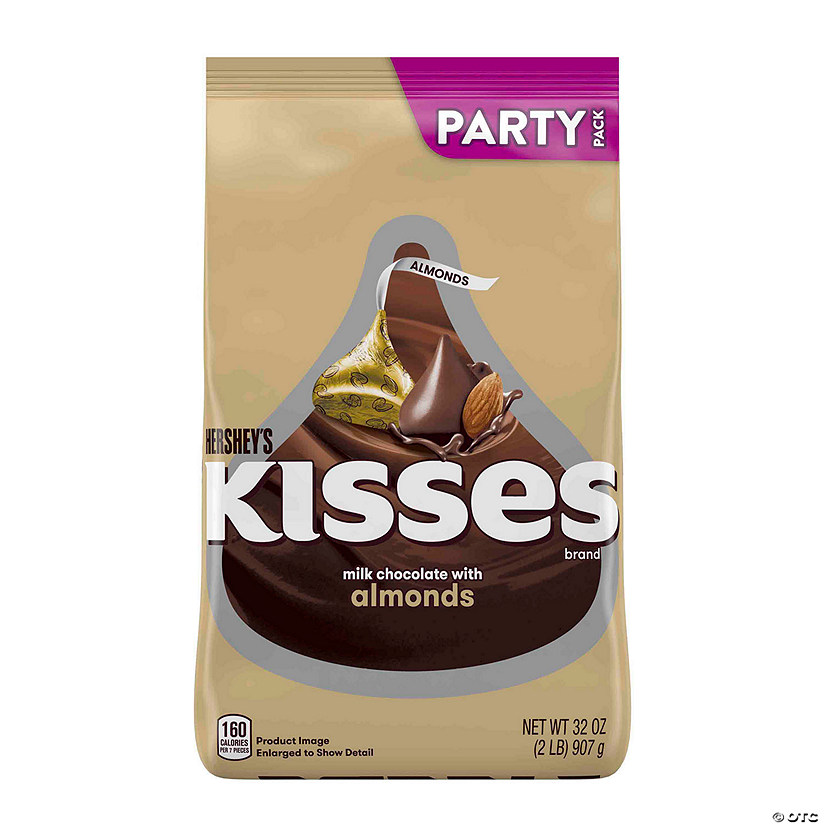 HERSHEY'S KISSES Milk Chocolate with Almonds Candy, Party Pack, 32 oz Image