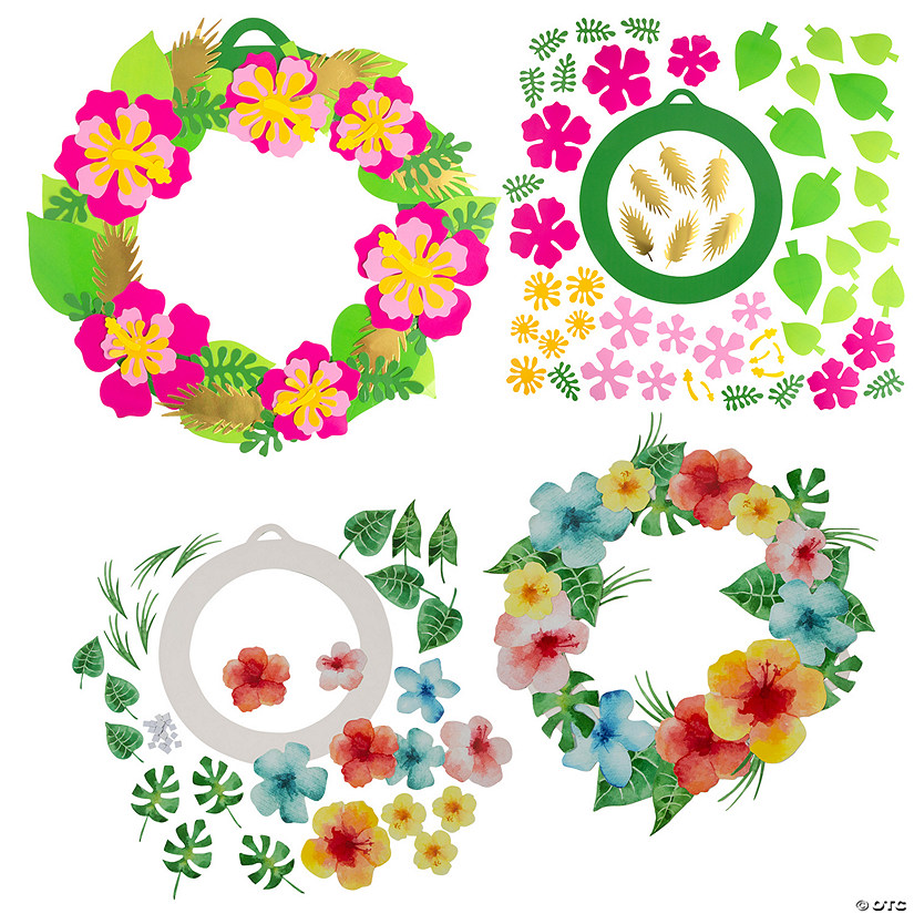 Hibiscus Flower & Tropical Wreath Craft Kit - Makes 2 Image