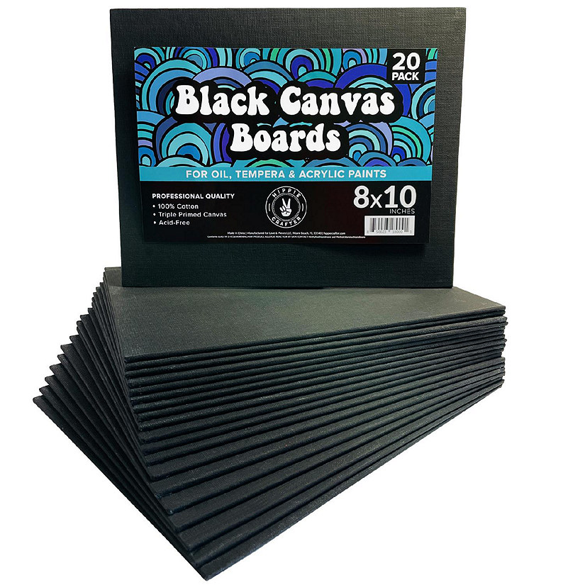 Hippie Crafter 20 Pk Black Canvas Boards Image