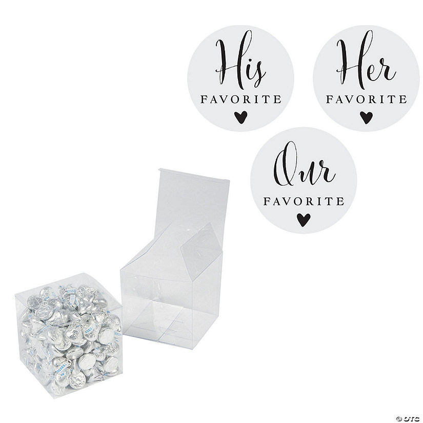 His, Hers, Ours Favor Sticker Kit with Boxes for 144 Image