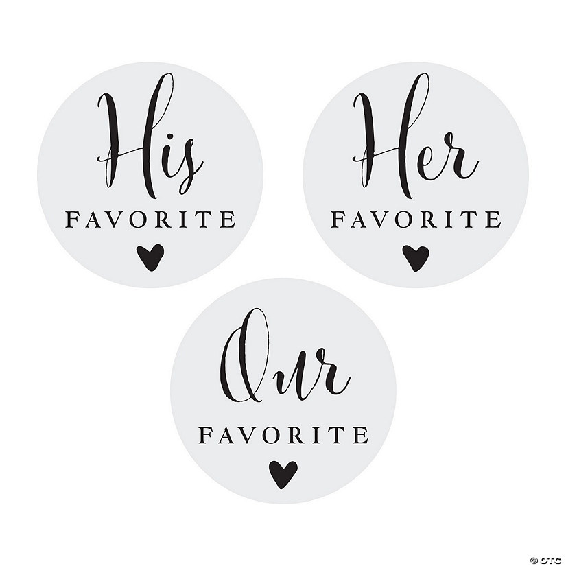 His, Hers, Ours Wedding Favor Stickers - 36 Pc. Image