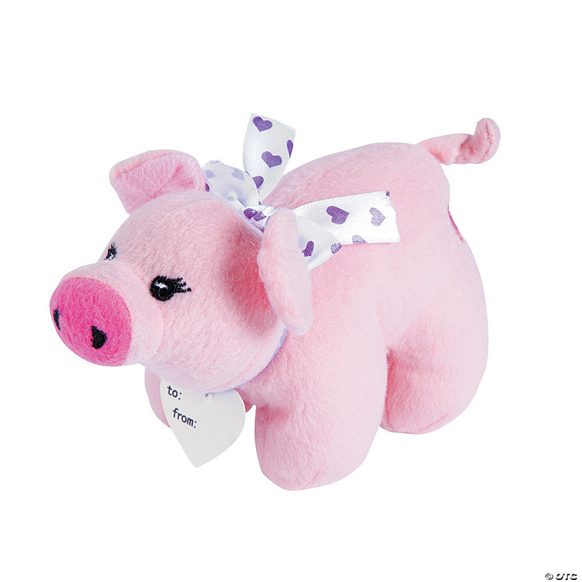 Hogs-N-Kisses Stuffed Baby Pigs Valentine Exchanges with Card for 12 Image