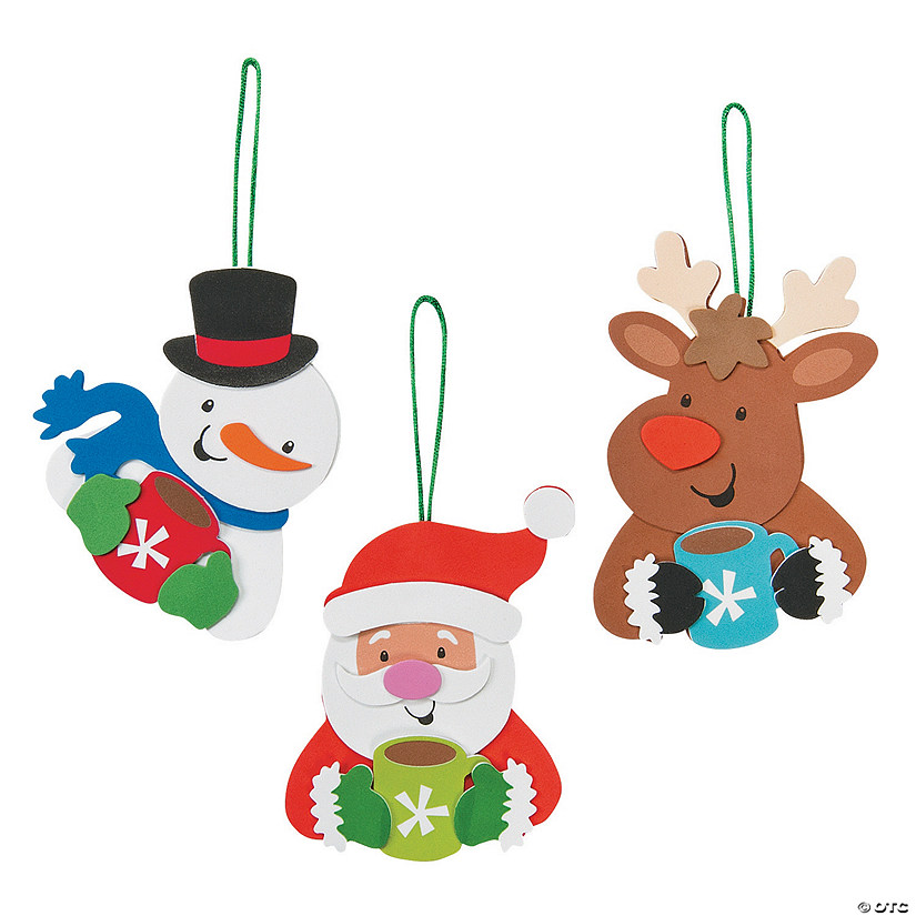 Holiday Characters Drinking Cocoa Christmas Ornament Craft Kit - Makes 12 Image