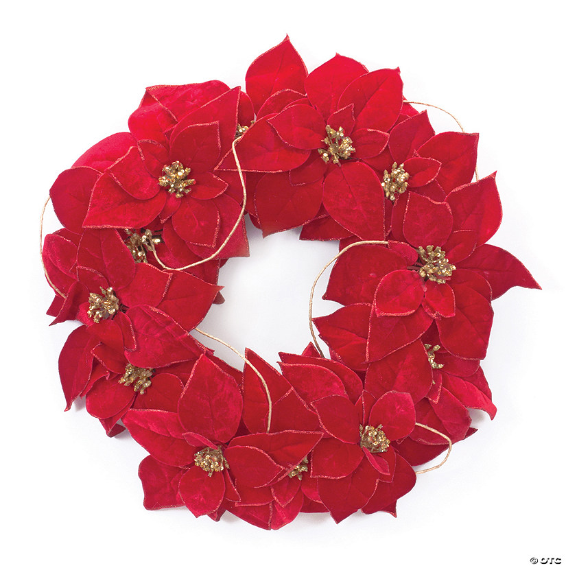 Holiday Poinsettia Flower Wreath 20.5"D Image