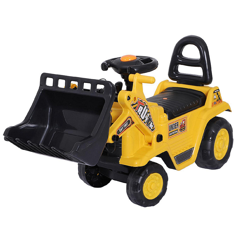 HOMCOM Ride On Toy Bulldozer with Bucket Horn Steering Wheel for Toddlers Yellow Image