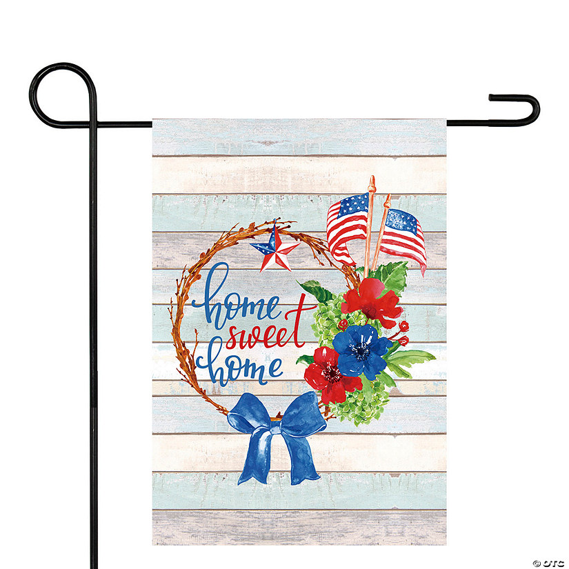 Home Sweet Home Patriotic Wreath Outdoor Garden Flag 12.5" x 18" Image