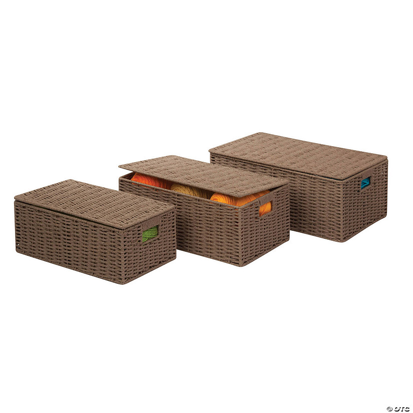 Honey Can Do 3 Piece Set Paper Cord Baskets - Taupe Image