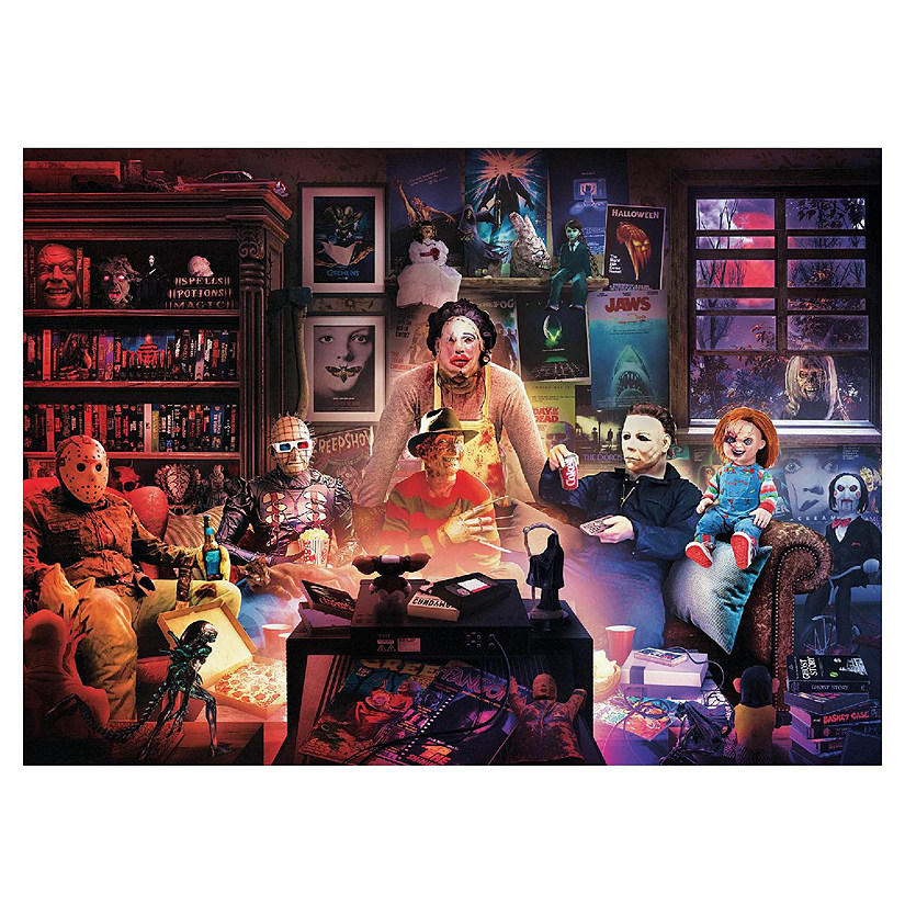 Horror Night Watch Party 1000 Piece Jigsaw Puzzle By Rachid Lotf Image