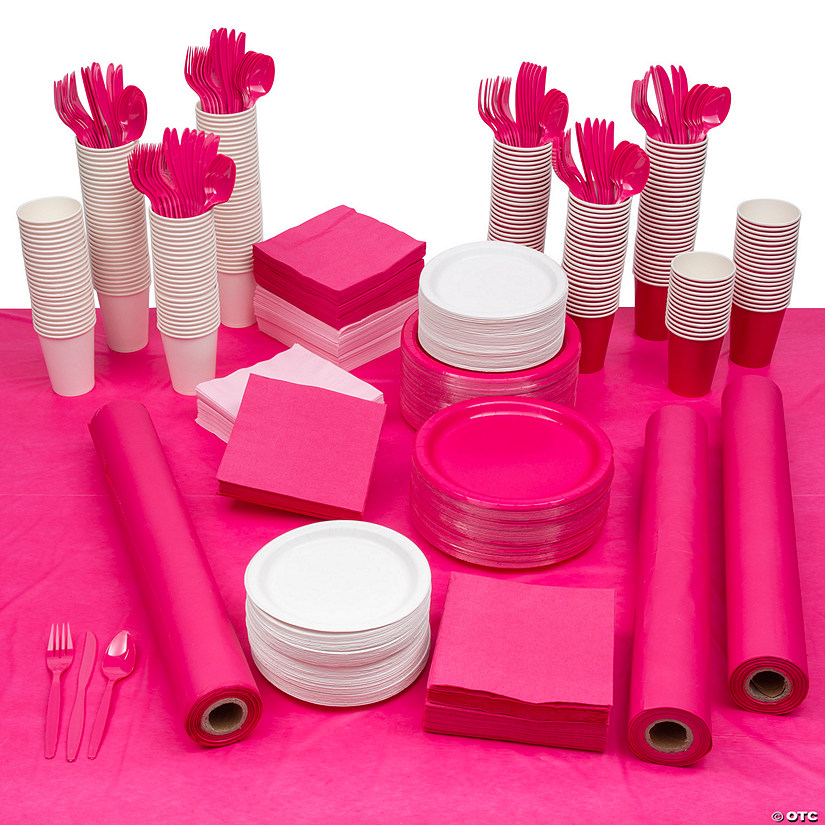Hot Pink & Light Pink Tableware Kit for 240 Guests Image