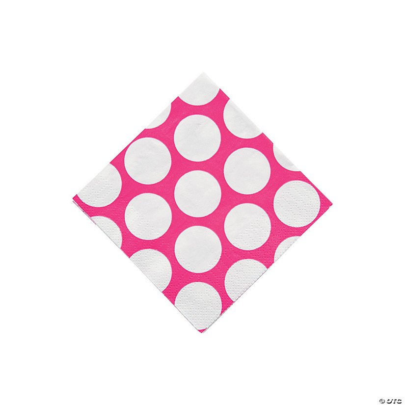 Hot Pink Large Polka Dot Beverage Napkins Image