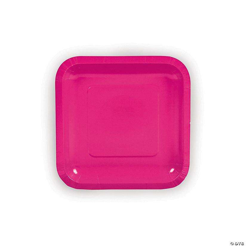 Hot Pink Square Paper Dessert Plates - 24 Ct. Image