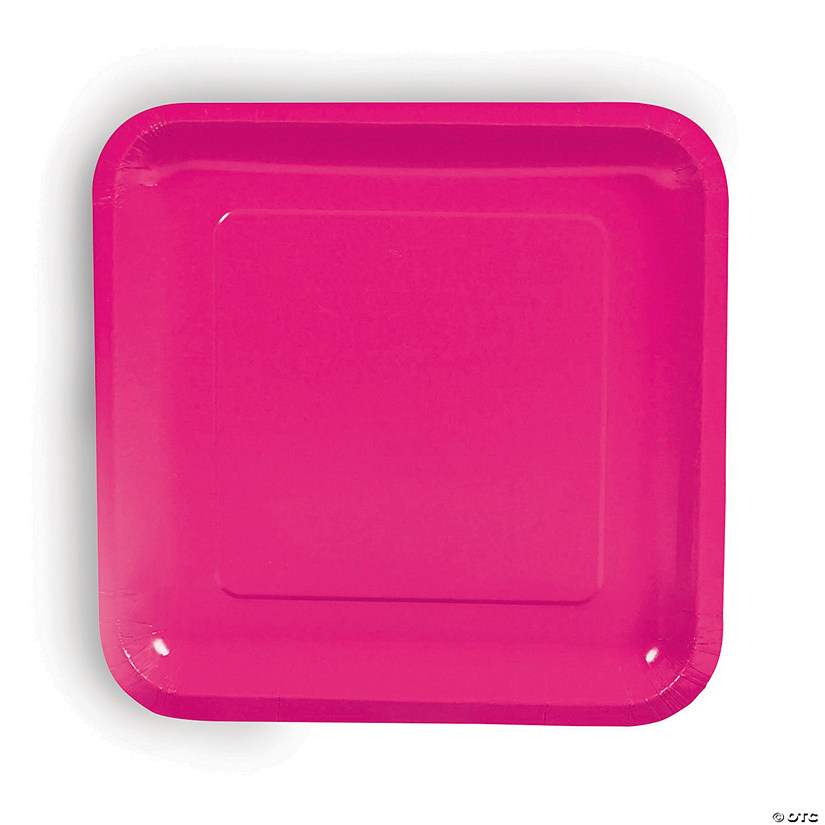 Hot Pink Square Paper Dinner Plates - 24 Ct. Image