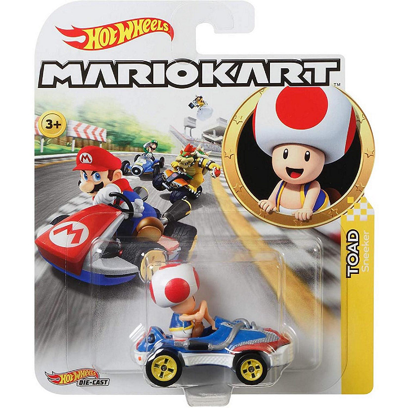 Hot Wheels GBG30 Mario Kart 1:64 Die-Cast Toad with Sneeker Vehicle Image