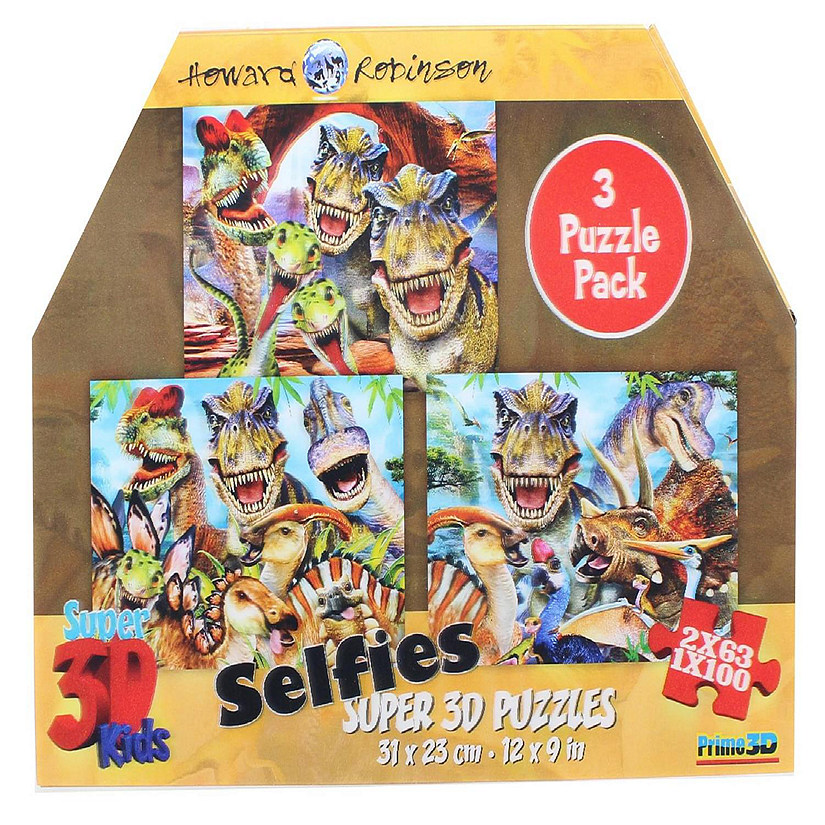 Howard Robinson- Dinosaur Selfies 63 & 100pc 3D Puzzle Box of 2 Image