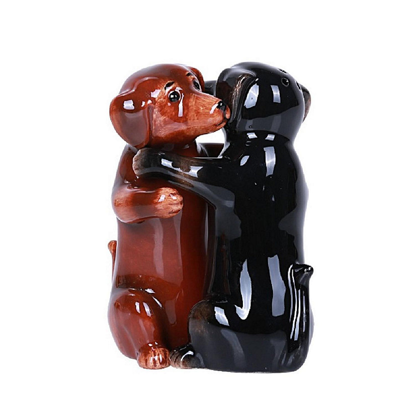 Hugging Dachshund Dogs Magnetic Ceramic Salt and Pepper Shaker Set Image