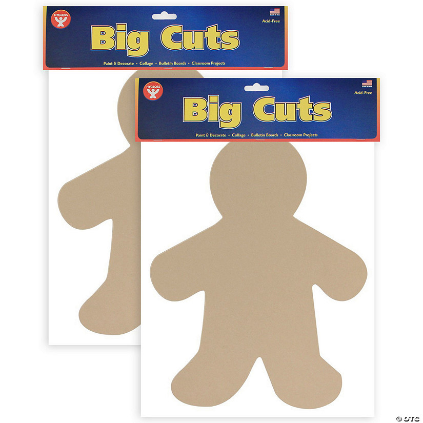 Hygloss Multicultural Colors People Shape Card Stock Cut-Outs, 16" Me Kid, 24 Per Pack, 2 Packs Image