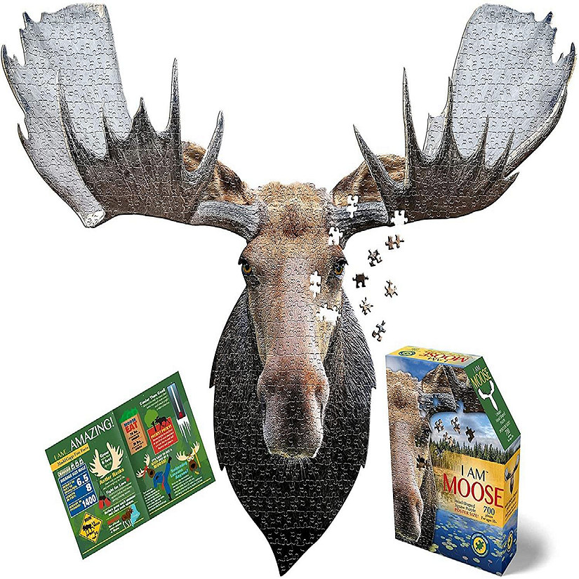 I AM Moose 700 Piece Animal Head-Shaped Jigsaw Puzzle Image