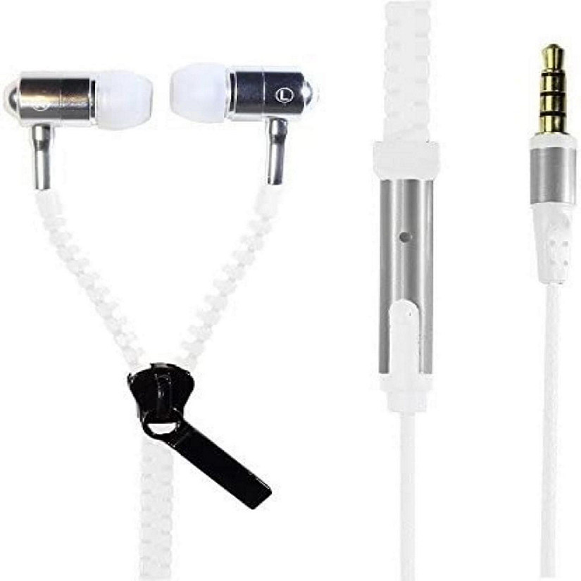 I-kool No Tangle, ZIPPER EARPHONES with Mic, Earbud, 3.5mm jack WHITE Image