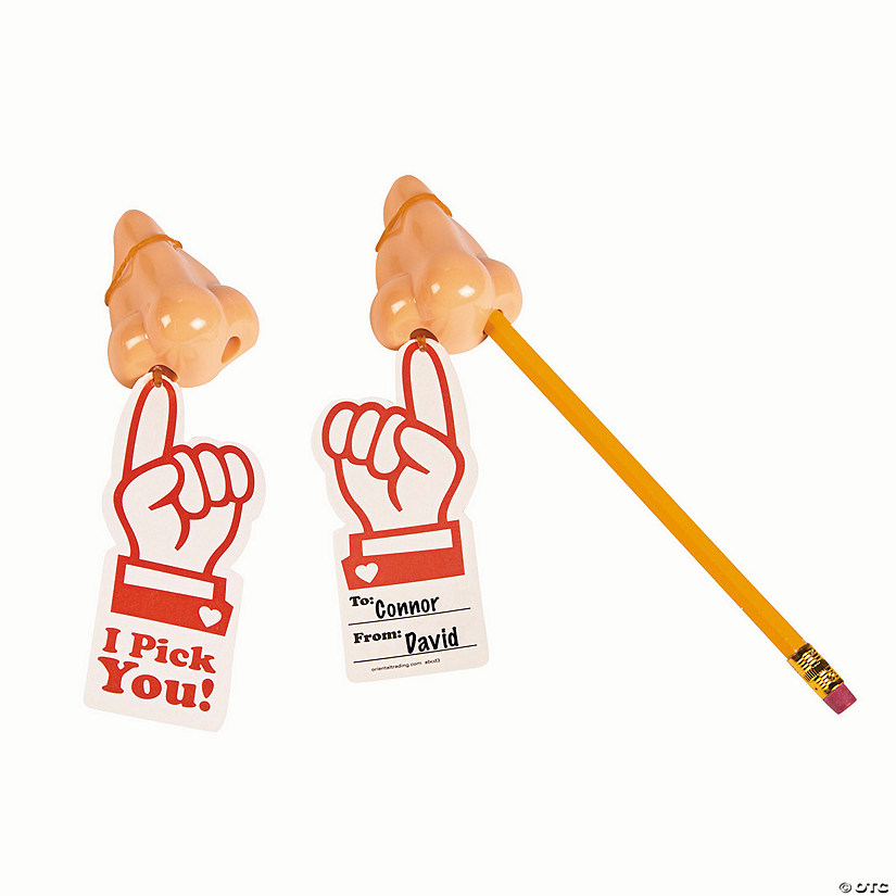 I Pick You Nose Pencil Sharpener Valentine Exchanges with Card for 12 Image