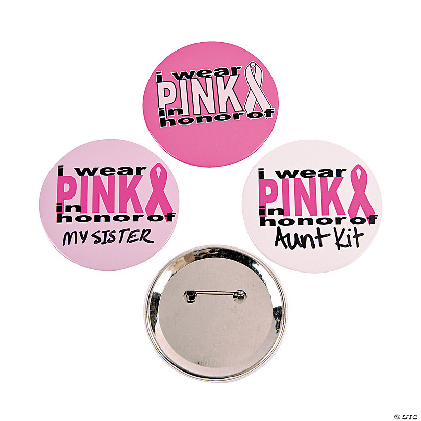&#8220;I Wear Pink in Honor Of&#8221; Breast Cancer Awareness Buttons - 24 Pc. Image
