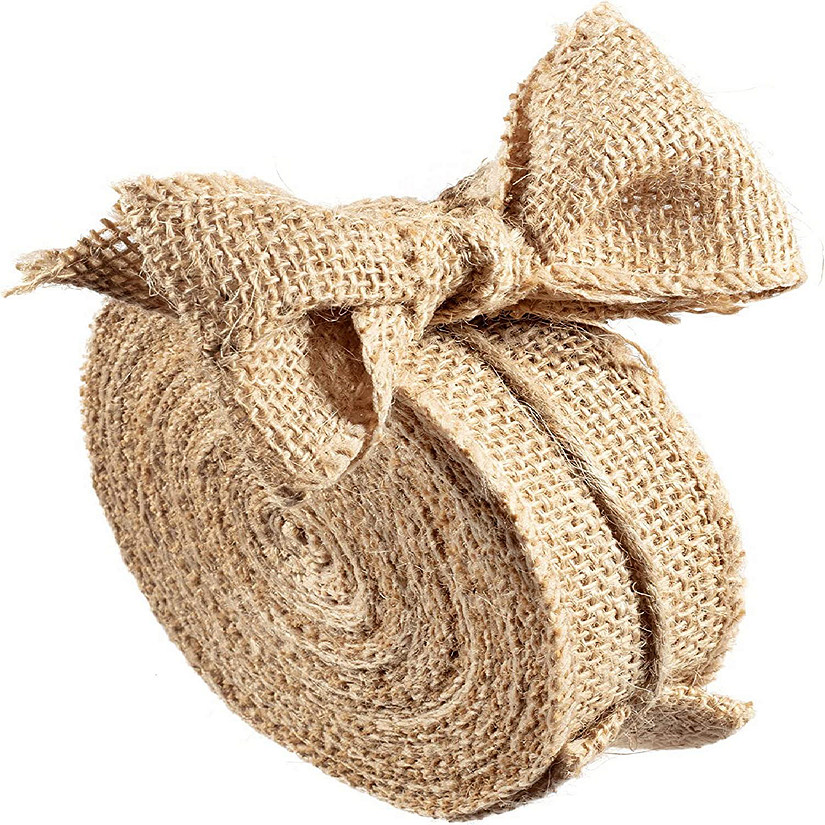 iDIY Natural Burlap Ribbons (1.5" Wide, 10 Yards)-No Wire, 100% Jute-DIY Projects, Gift Wrapping, Bows, Rustic Wedding Decoration, Christmas Tree, Gift Basket Image