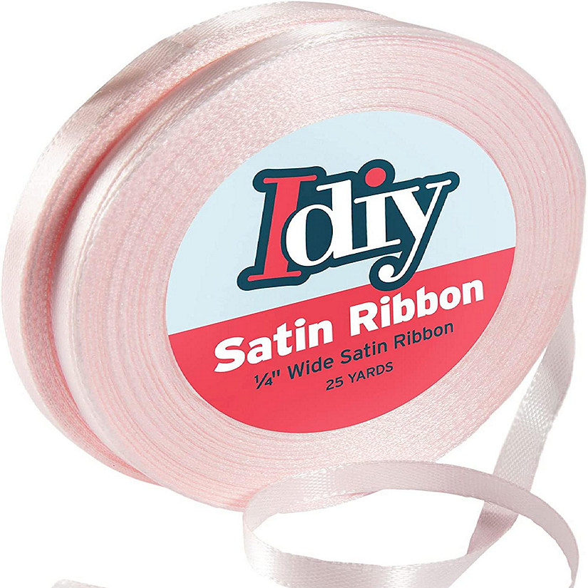 Idiy Satin Ribbon - .1/4", 50 Yards (Baby Pink) - Great for DIY Crafts, Gift Wrapping, Wedding Decorations, Sewing Projects, Party, Decorative Embellishments, H Image