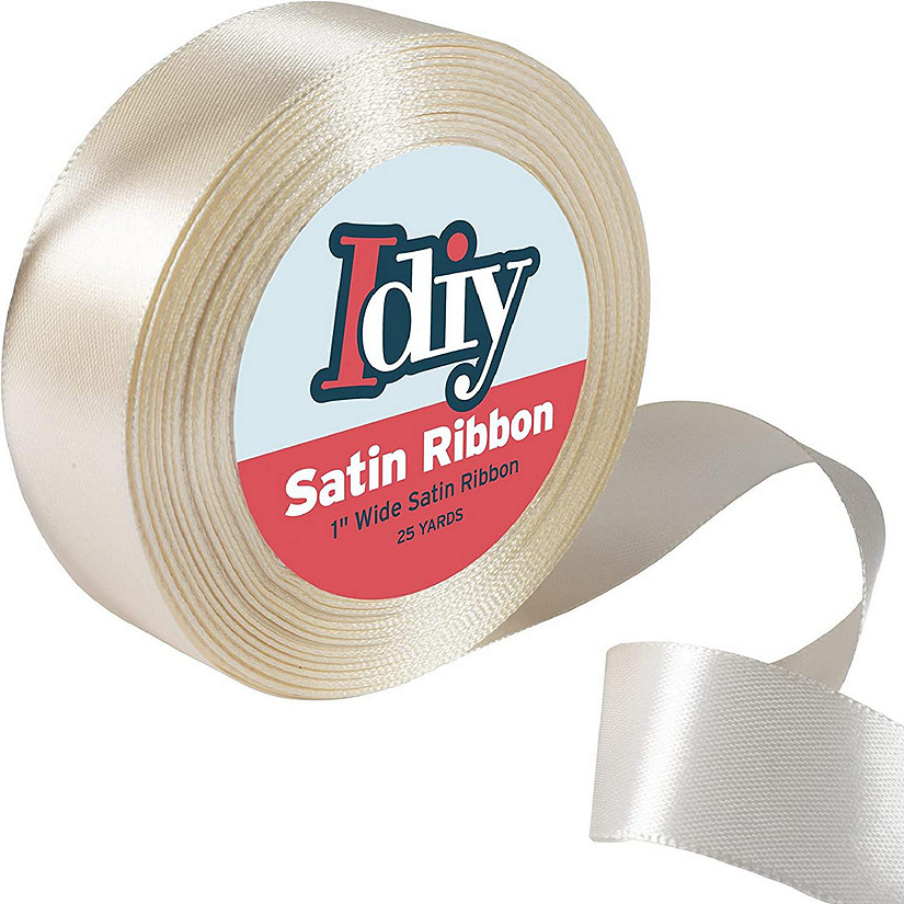 Idiy Satin Ribbon - 1", 25 Yards (Beige) - Great for DIY Crafts, Gift Wrapping, Wedding Decorations, Sewing Projects, Party, Decorative Embellishments, Hair Bow Image