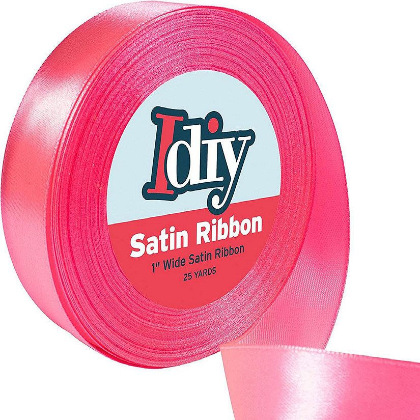 Idiy Satin Ribbon - 1", 25 Yards (Neon Pink) - Great for DIY Crafts, Gift Wrapping, Wedding Decorations, Sewing Projects, Party, Decorative Embellishments, Hair Image