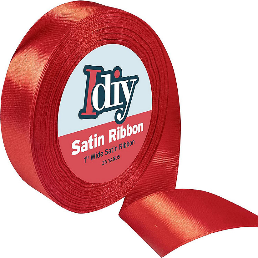 Idiy Satin Ribbon - 1", 25 Yards (Red) - Great for DIY Crafts, Gift Wrapping, Wedding Decorations, Sewing Projects, Party, Decorative Embellishments, Hair Bows, Image