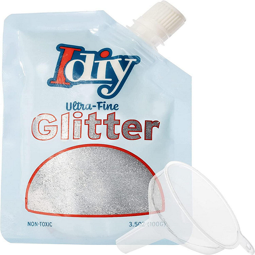iDIY Ultra Fine Glitter (100g, 3.5 oz Pouch) w Easy-Pour Bag and Funnel - Asphalt Grey Extra Fine - Perfect for DIY Crafts, School Projects, Decorations, Resin Image